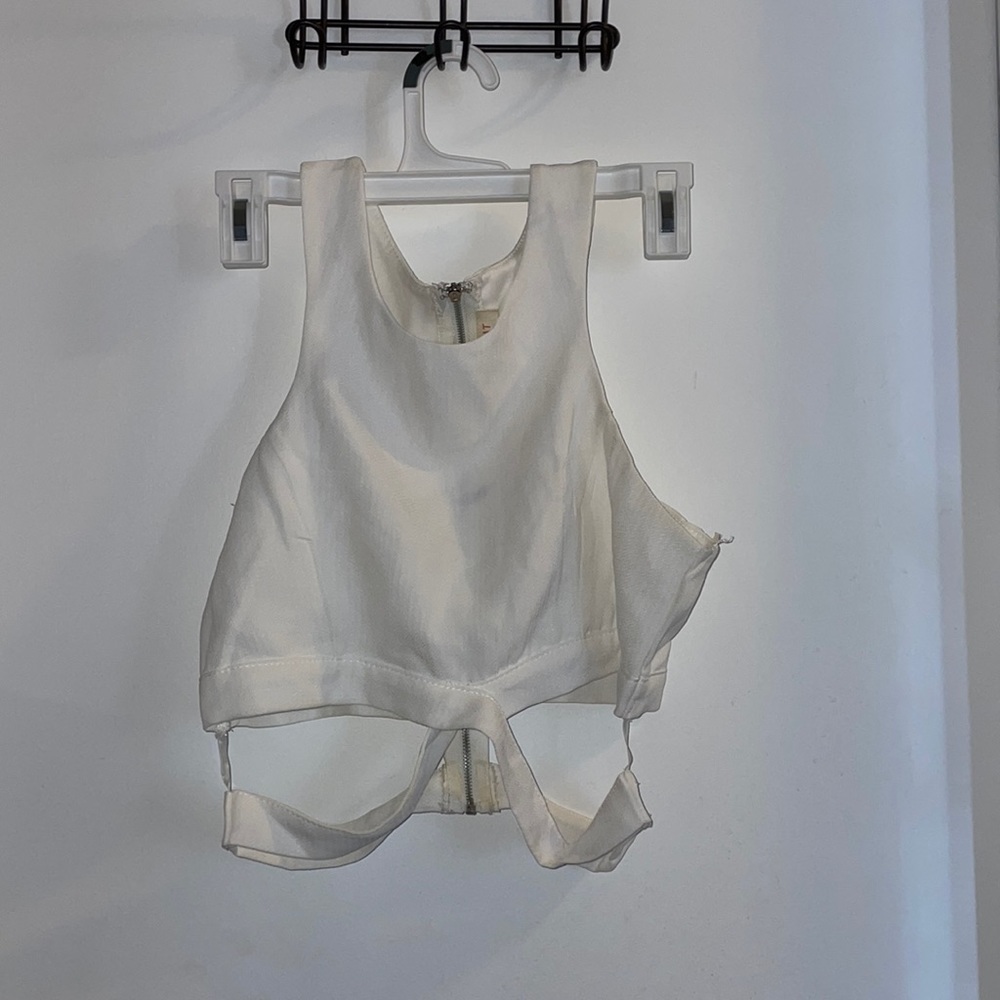 White cut out crop top